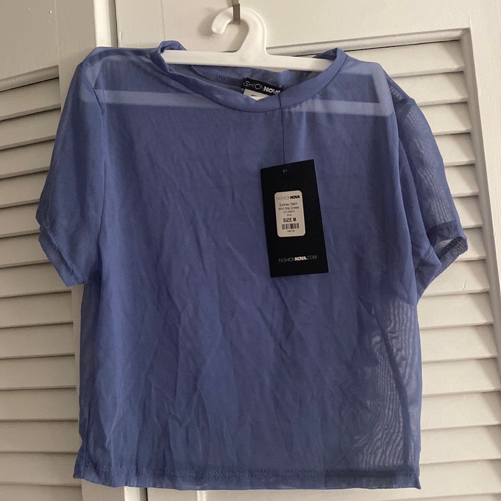 Fashion Nova see through blue top